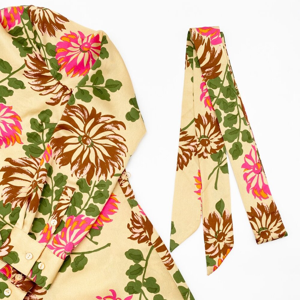 Flora Bea | Natalie Floral Midi Shirt Dress w/ Removable Waist Tie  | NWT - Picture 7 of 12